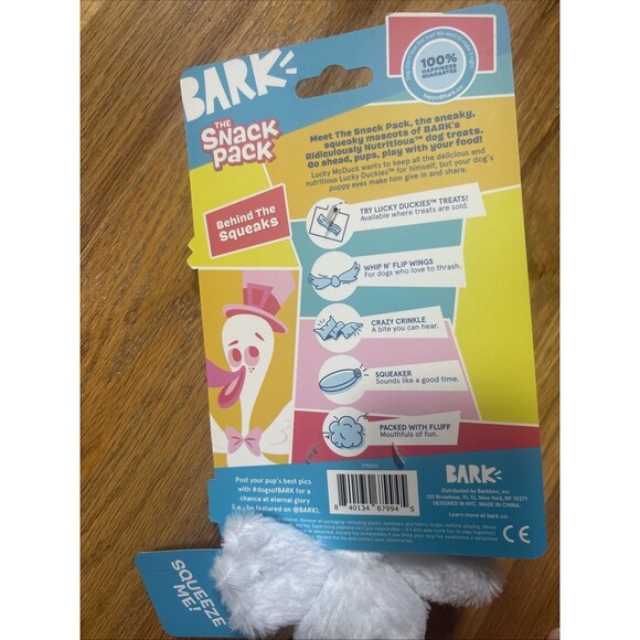 Bark Lucky McDuck Squeaker Dog Toy The Snack Pack XS-M Barkbox Irish New - Picture 2 of 2